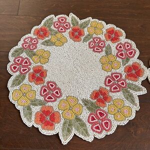 Tahari Set Of 2 Beaded Chargers Floral New Spring Summer Colorful